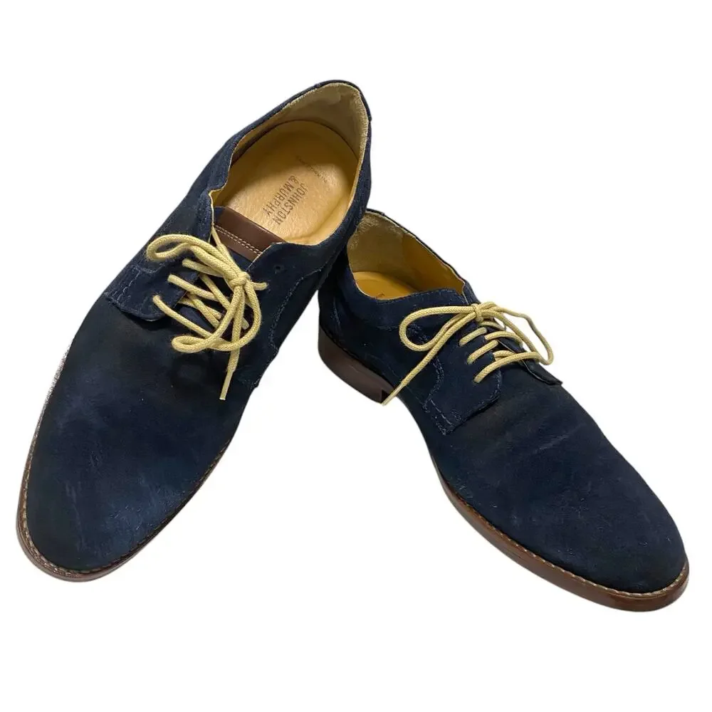 Johnston & Murphey Hartley Plain Toe Size 11 Blue Suede Dress Shoes